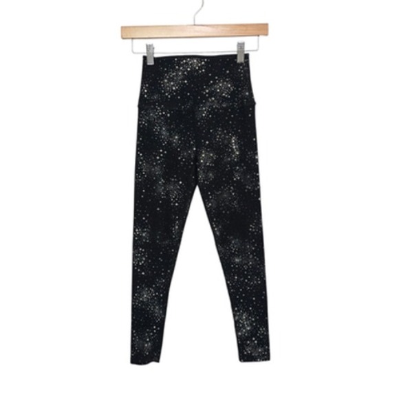 Beyond Yoga Leggings Womens XS Black High Waisted Metallic Star Print Made USA - Picture 1 of 11